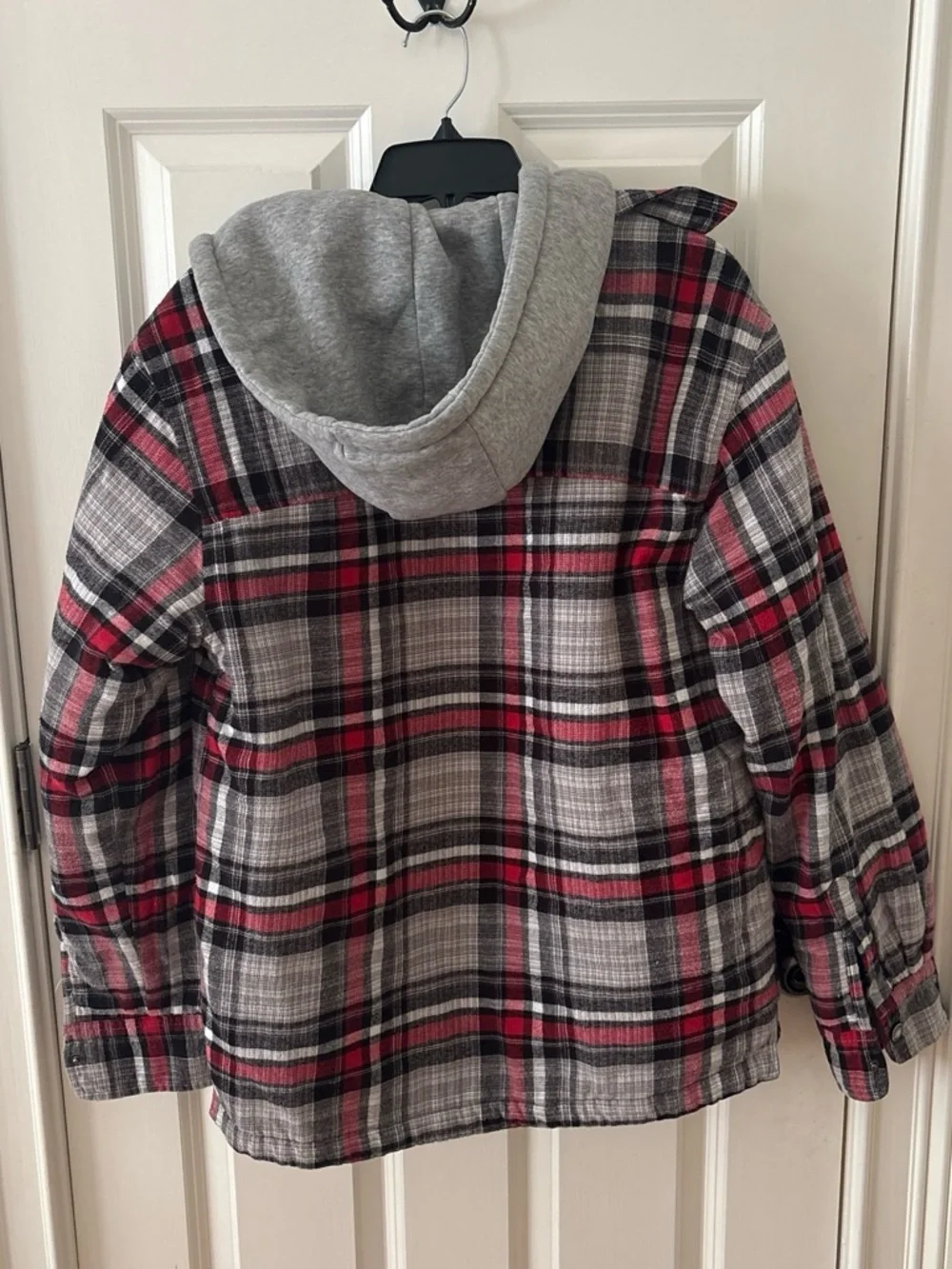 RedHead Men's Red & Gray Plaid Layered Puffer Shirt Jacket